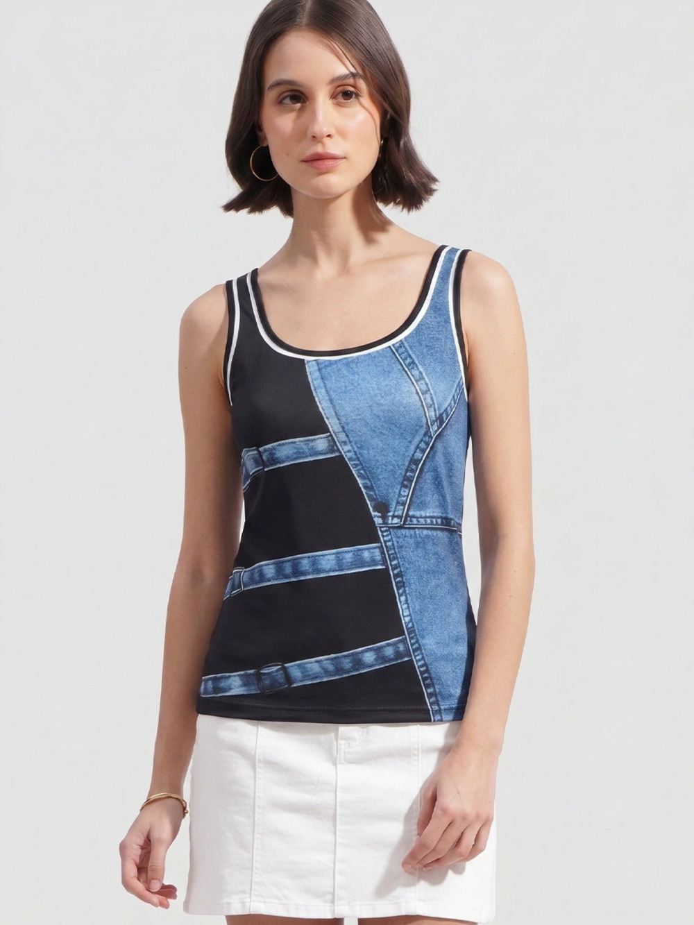 ZARA Sexy Summer Contrast Color Sleeveless Slim Fit Tank Top for Women